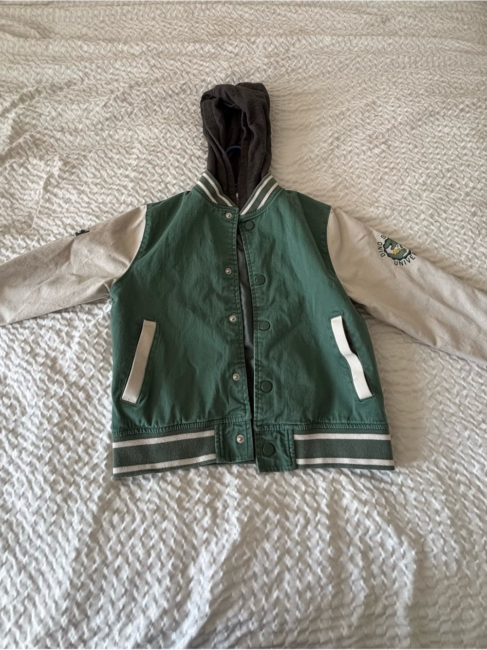 Garanimals Green & Cream Hooded Varsity Jacket